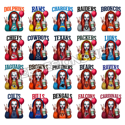 32 Pennywise Girl NFL Designs PNG