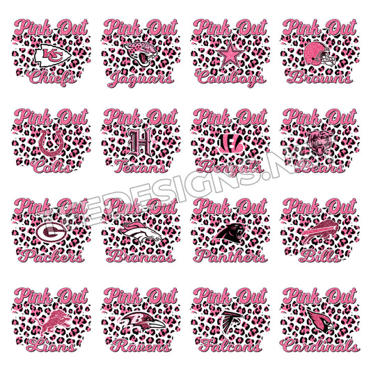 32 Pink Out Leopard Style NFL Designs PNG