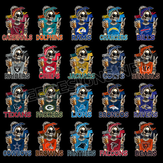 32 Skeleton Coffee Girl NFL Designs PNG