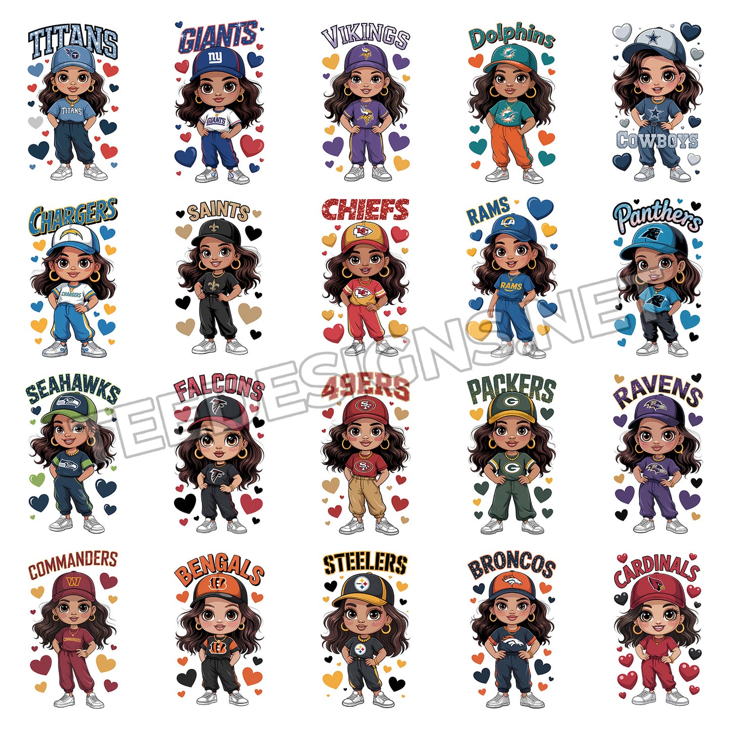 32 Stylish Cute Girl NFL Designs PNG