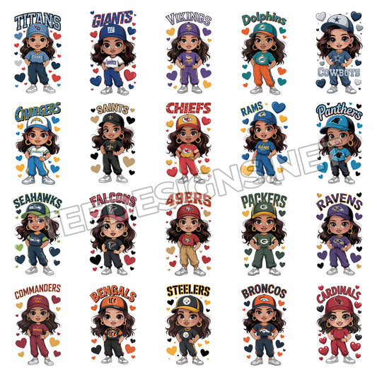 32 Stylish Cute Girl NFL Designs PNG
