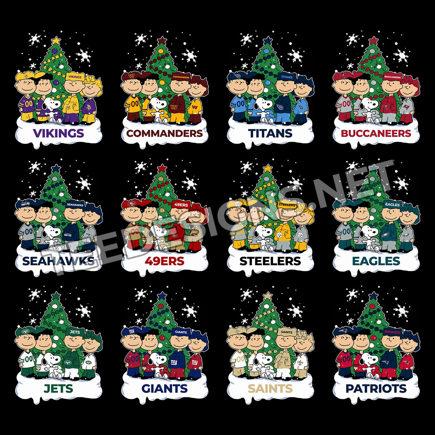 32 The Peanuts Christmas NFL Designs PNG