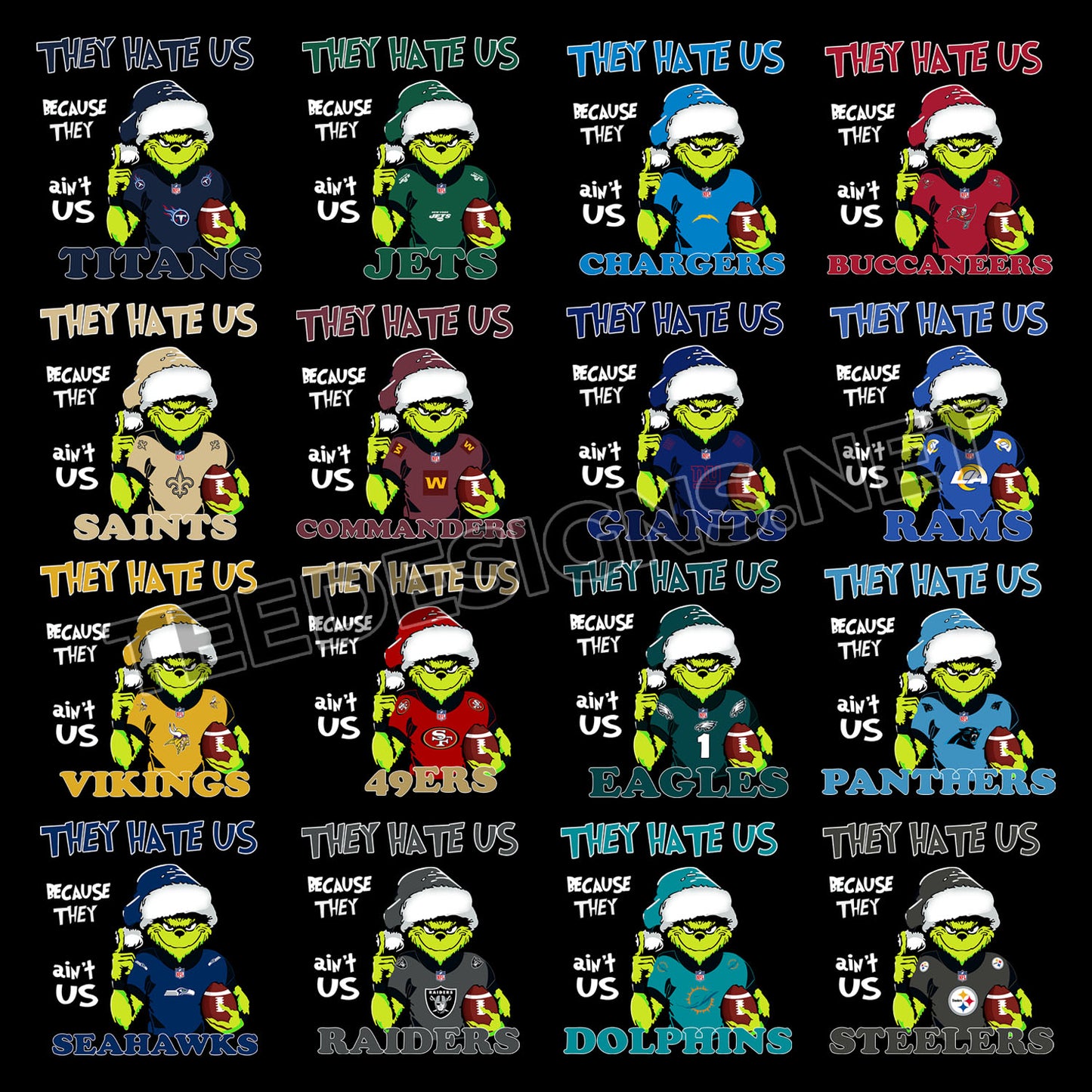32 They Hate Us Grinch NFL Designs PNG