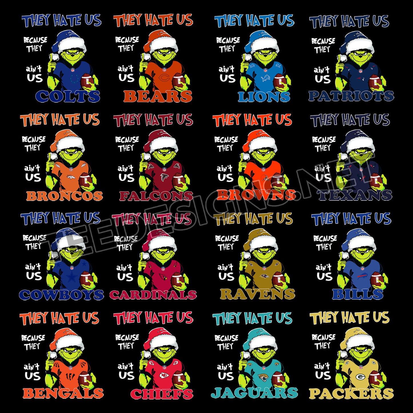 32 They Hate Us Grinch NFL Designs PNG