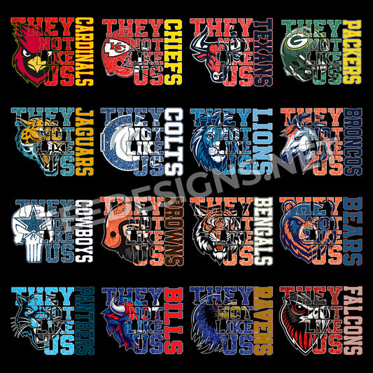 32 They Not Like Us Glitter Style NFL Designs PNG