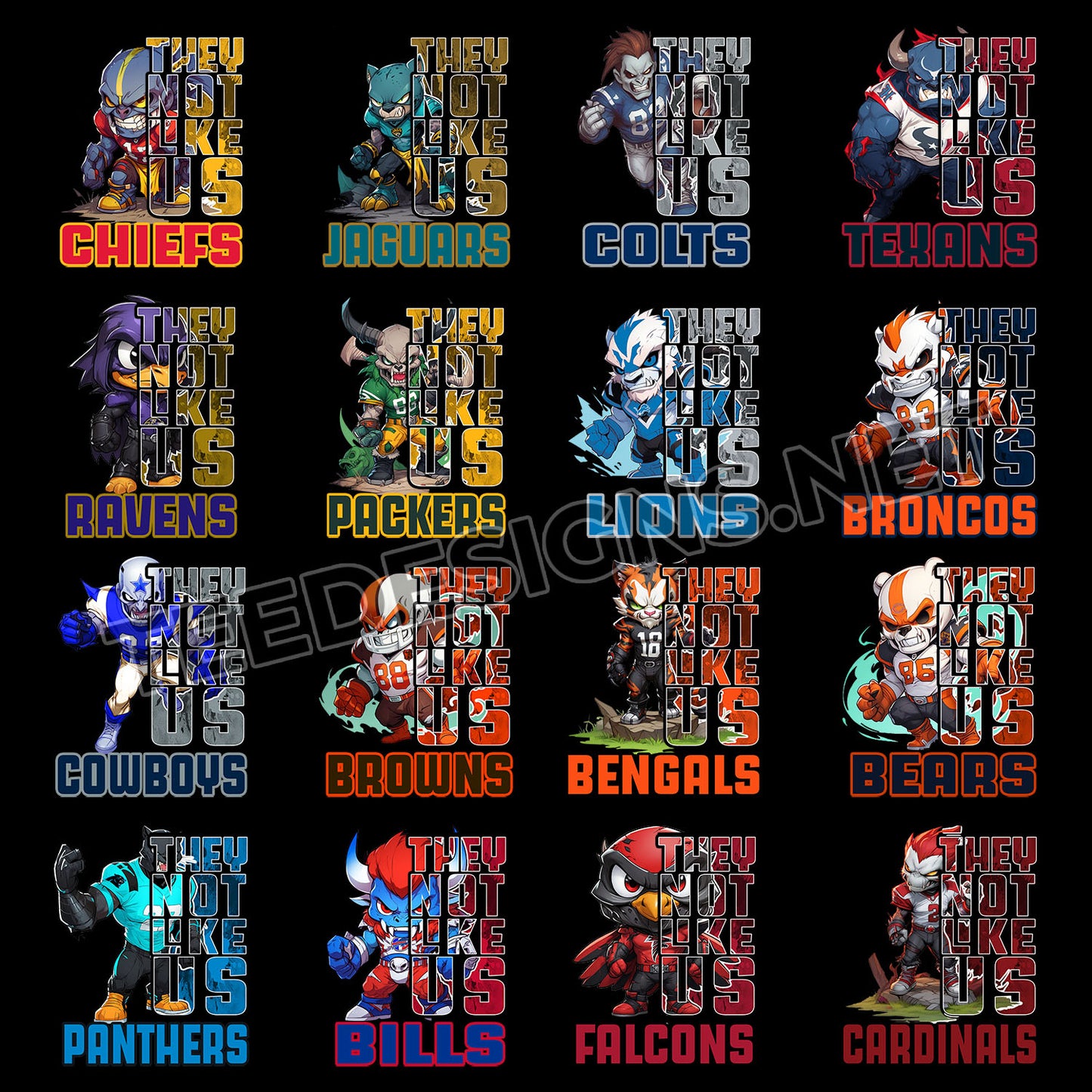 32 They Not Like Us NFL Mascot Designs PNG