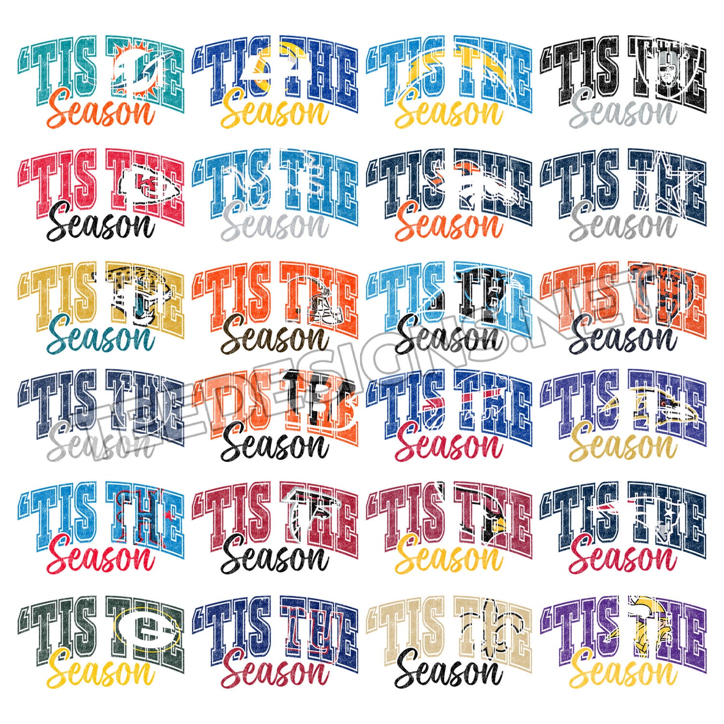 32 Tis The Season Grunge NFL Designs PNG