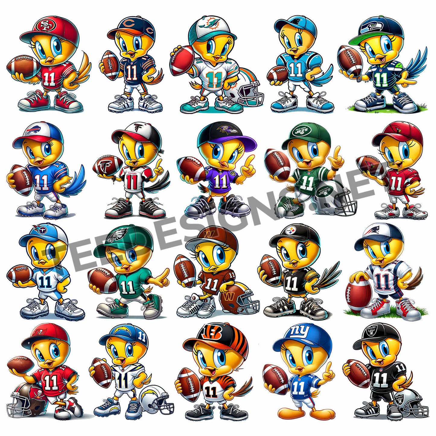 32 Tweety NFL Designs PNG