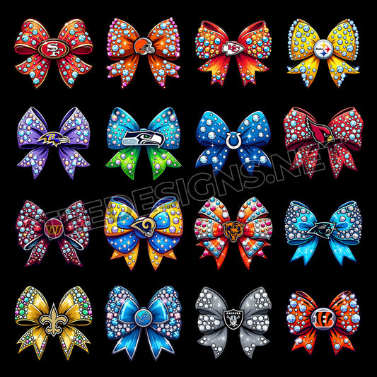 32 Vintage Bow Gems NFL Designs PNG
