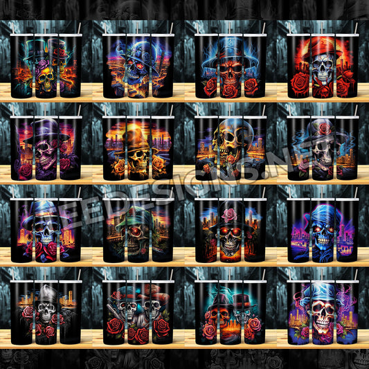35 Airbrush Skull Tumbler Designs