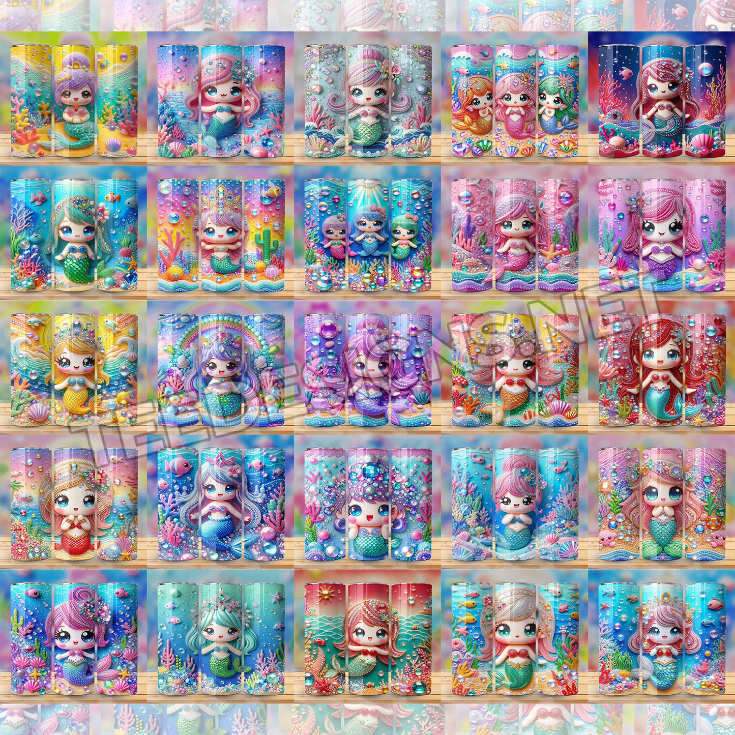 40 Cute Mermaid Gems Tumbler Designs
