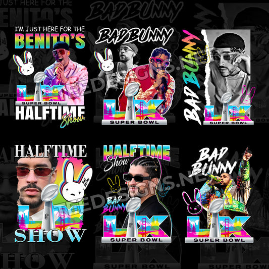 6 Super Bowl LX Bad Bunny Designs PNG